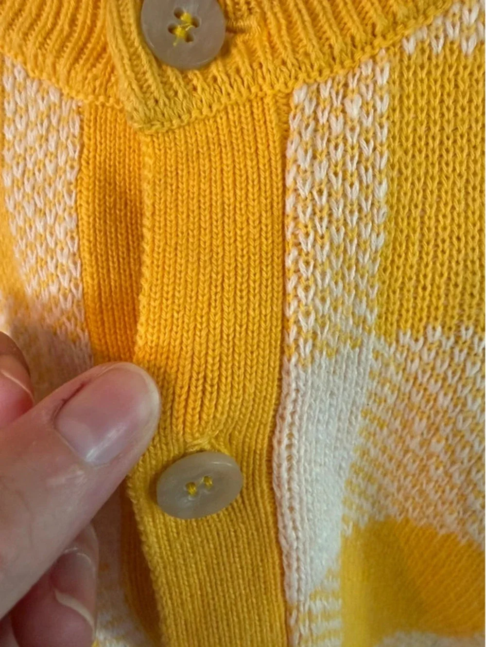 Bobo Choses Baby Yellow Check Knit Cardigan 9M 74cm Made in Spain